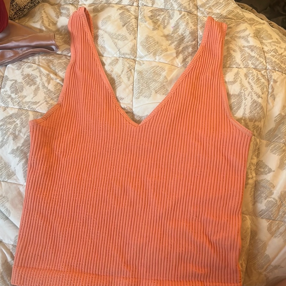 Sunday Skin ribbed peach tank top